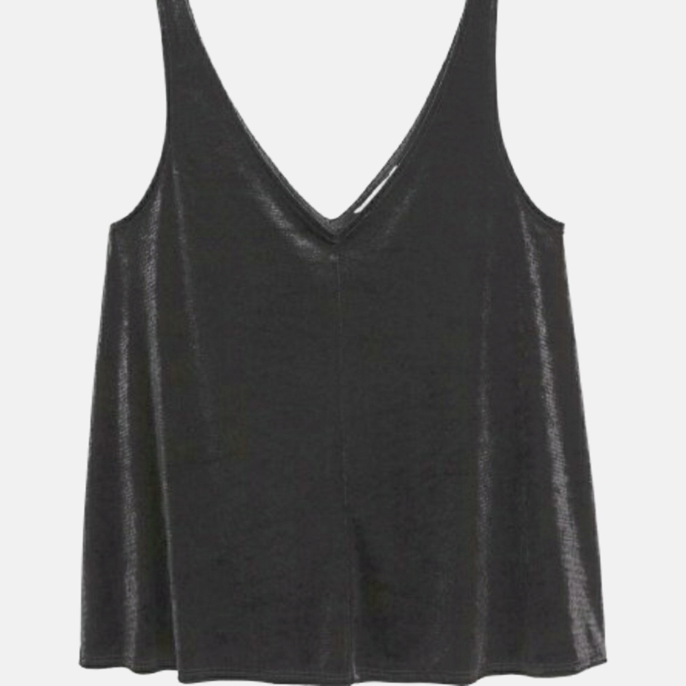 ⭐H&M | Women's Velvet Cropped Tank Top Black